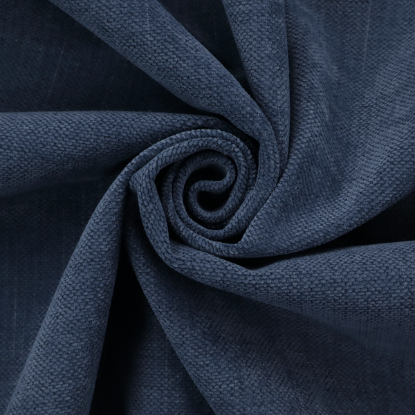 A textured woven fabric in a deep denim or classic navy blue shade.