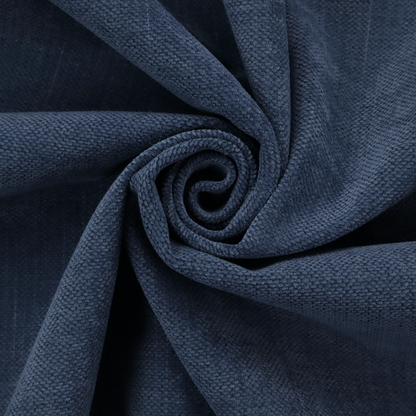 A textured woven fabric in a deep denim or classic navy blue shade.