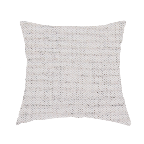 The fabric used to create this handmade cushion is a textured woven fabric in a very light grey or soft ash shade.