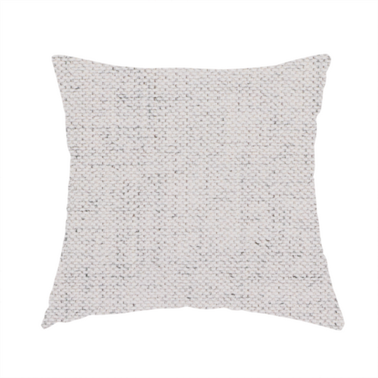 The fabric used to create this handmade cushion is a textured woven fabric in a very light grey or soft ash shade.