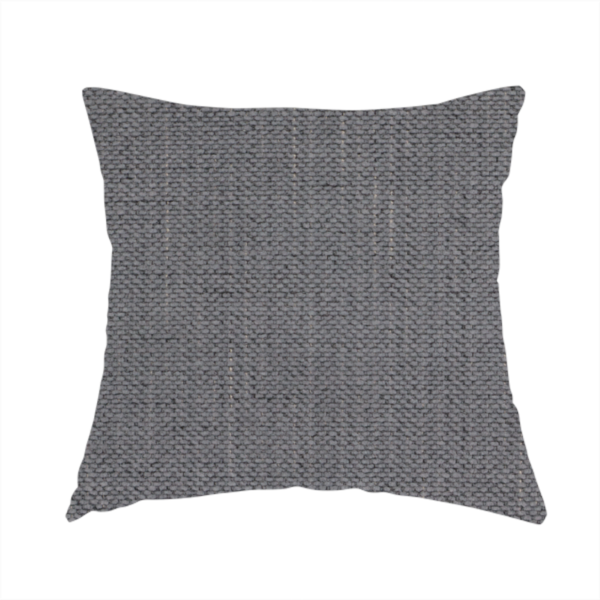 The fabric used to create this handmade cushions is a textured woven fabric in a medium charcoal or slate grey shade.