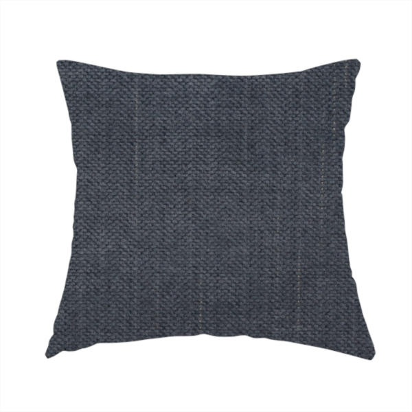 The fabric used to create these handmade cushions is a textured woven fabric in a deep slate or dark charcoal grey shade.