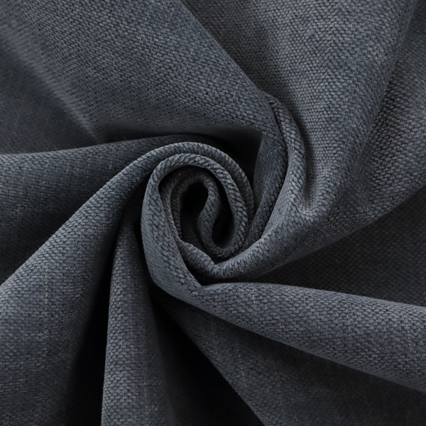 a textured woven fabric in a deep slate or dark charcoal grey shade.
