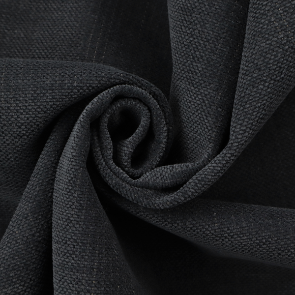 a textured woven fabric in a near-black or extremely dark charcoal shade.