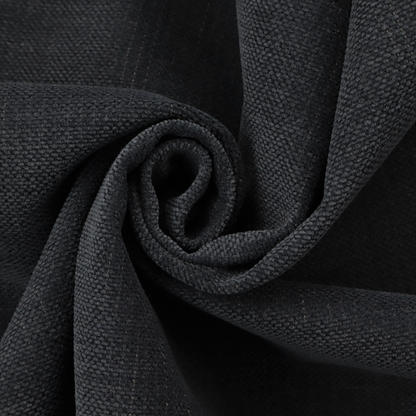 a textured woven fabric in a near-black or extremely dark charcoal shade.
