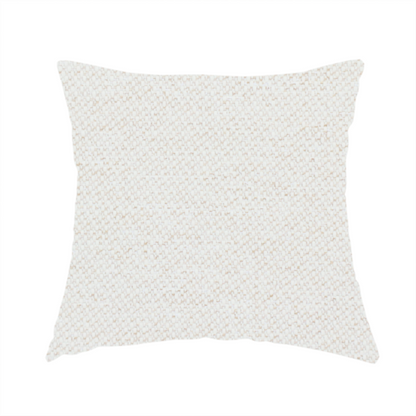 The fabric used to create this handmade cushion is a cream or ivory woven upholstery fabric with a fine, pebble-like texture.