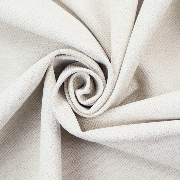 A cream or ivory woven upholstery fabric with a fine, pebble-like texture.