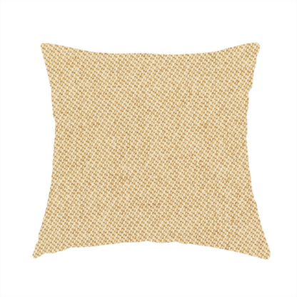 The fabric used to create this handmade cushion is a sandy beige textile featuring a tight diagonal twill weave. The fabric is composed of interlaced cream and light tan threads, creating a fine, granular texture with a matte finish.