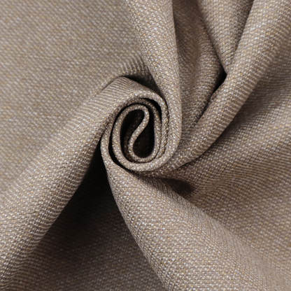 A muted taupe or mushroom-coloured textile with a tight diagonal twill weave. The fabric is a multi-tonal blend, interlacing earthy brown and grey-beige yarns with fine cream and gold flecks, creating a sophisticated heathered effect.