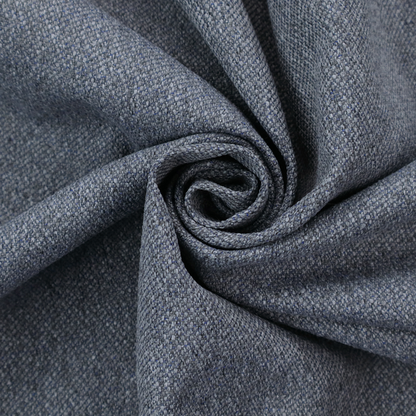 A seal grey textile featuring a tight diagonal twill weave. The fabric is a multi-tonal blend, interlacing deep charcoal and slate yarns with subtle flecks of lighter grey and muted blue, creating a sophisticated, heathered depth.