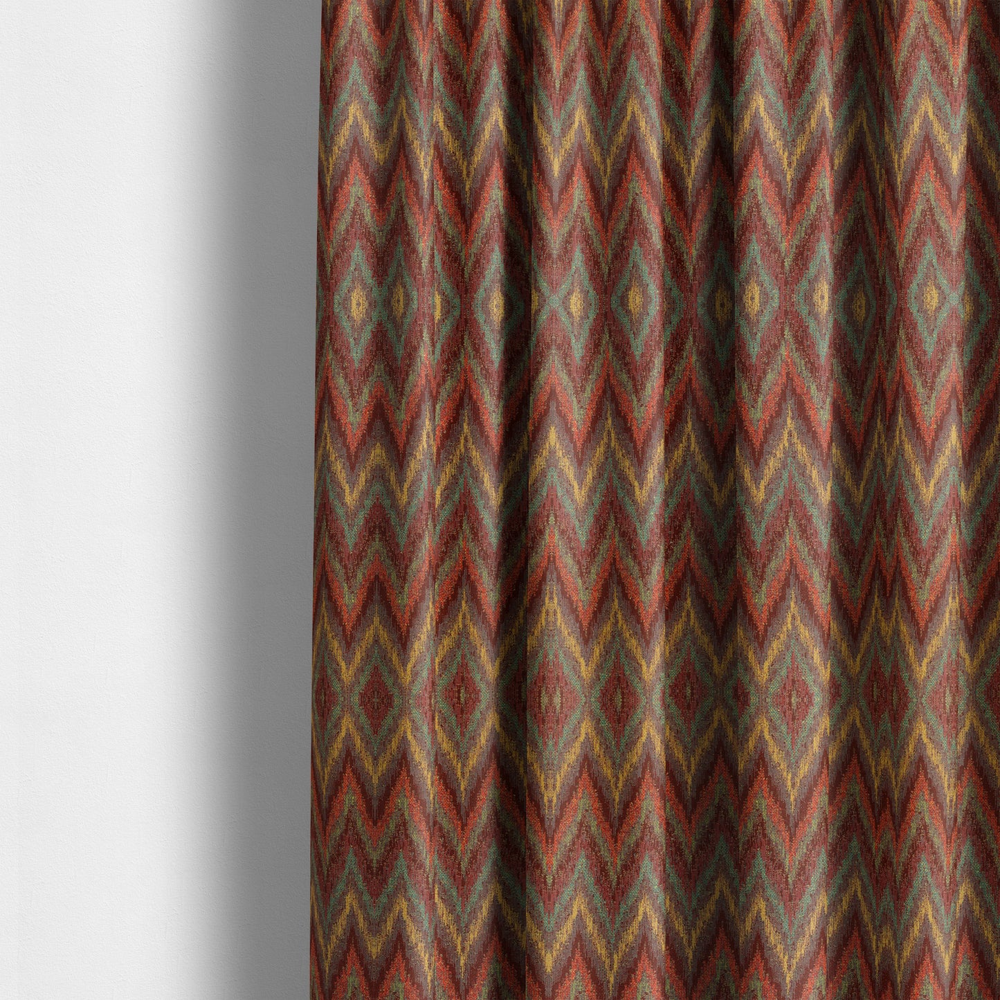 Ipoh Collection Of Chevron Striped Heavyweight Chenille Burgundy Red Multi Colour Upholstery Fabric CTR-343 - Made To Measure Curtains