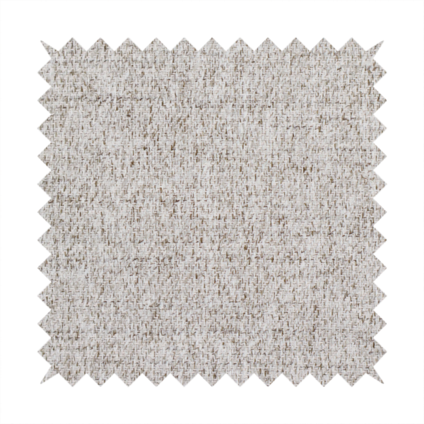 A taupe and grey upholstery fabric with a dense, multi-tonal textured weave.
