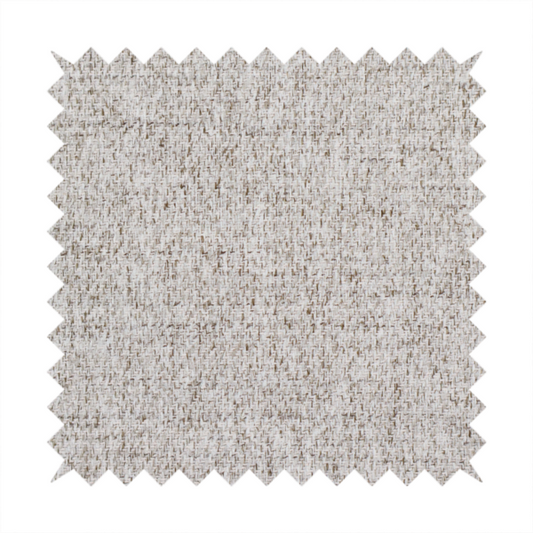 A taupe and grey upholstery fabric with a dense, multi-tonal textured weave.