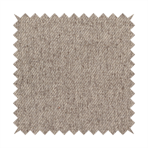 A warm grey and brown upholstery fabric with a dense, diagonal textured weave.