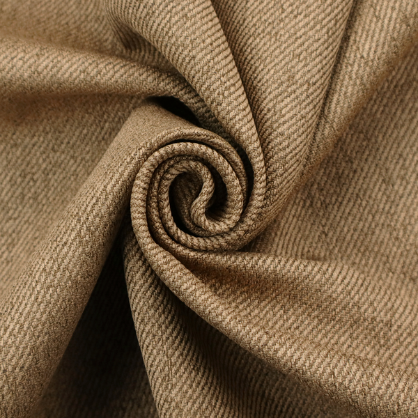 A golden-brown upholstery fabric with a dense, diagonal textured weave.