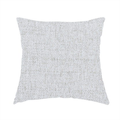 The fabric used to create this handmade cushion is a light grey upholstery fabric with a fine, dense textured weave.