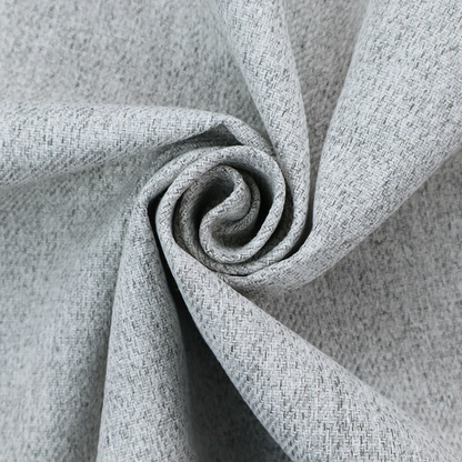 A light grey upholstery fabric with a dense, speckled textured weave.