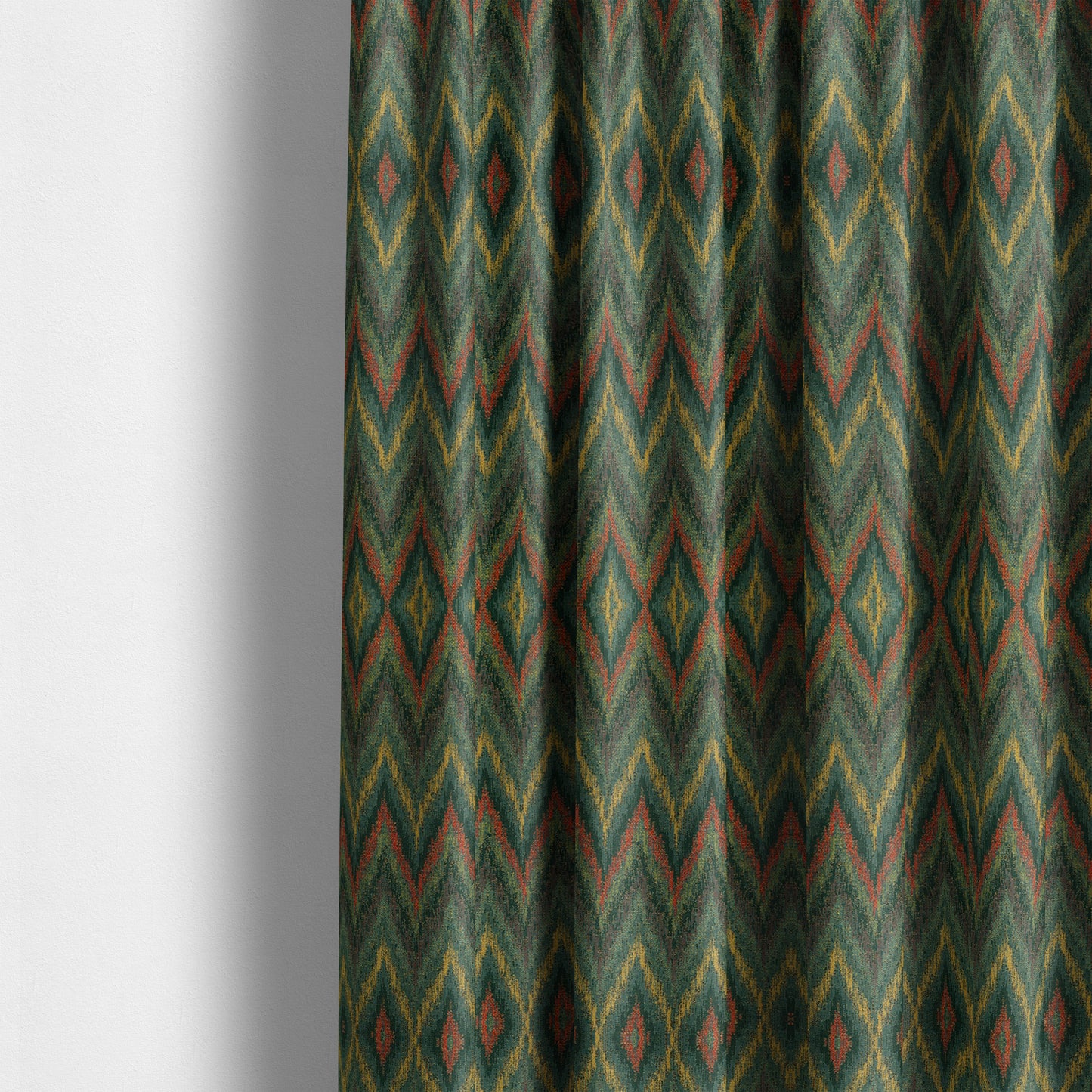 Ipoh Collection Of Chevron Striped Heavyweight Chenille Green Multi Colour Upholstery Fabric CTR-344 - Made To Measure Curtains