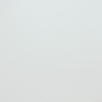 A bright white faux leather fabric featuring a subtle, pebbled texture.