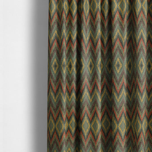 Ipoh Collection Of Chevron Striped Heavyweight Chenille Brown Multi Colour Upholstery Fabric CTR-345 - Made To Measure Curtains