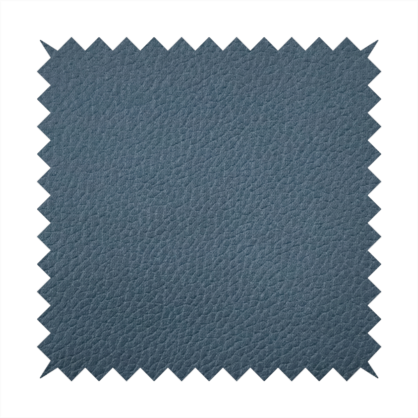 Boston Faux Leather Upholstery Fabric in a slate blue colour, showcasing a fine pebbled grain texture.