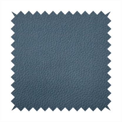 Boston Faux Leather Upholstery Fabric in a slate blue colour, showcasing a fine pebbled grain texture.