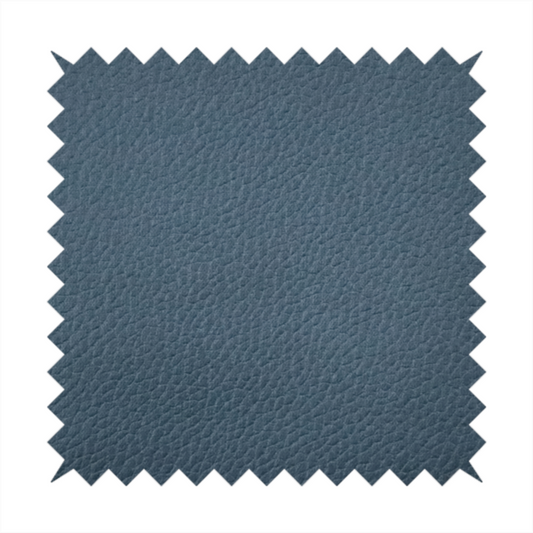 Boston Faux Leather Upholstery Fabric in a slate blue colour, showcasing a fine pebbled grain texture.