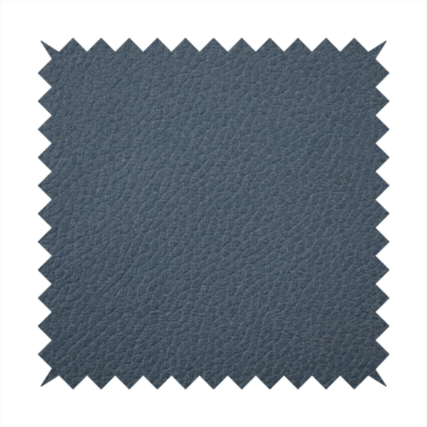 Boston Faux Leather Upholstery Fabric in a deep steel blue colour, highlighting a fine pebbled grain texture.