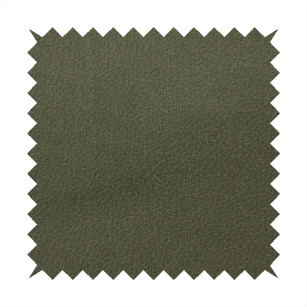 Boston Faux Leather Upholstery Fabric in a rich olive green colour, showcasing a fine pebbled grain texture.