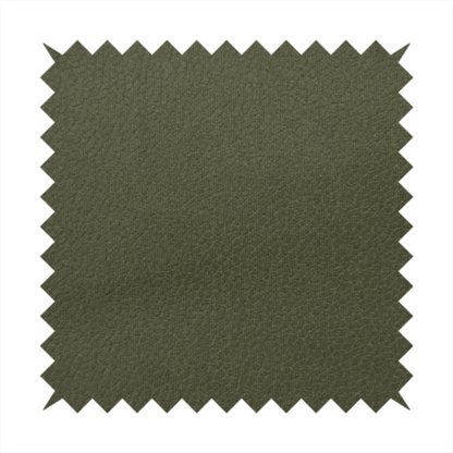 Boston Faux Leather Upholstery Fabric in a rich olive green colour, showcasing a fine pebbled grain texture.