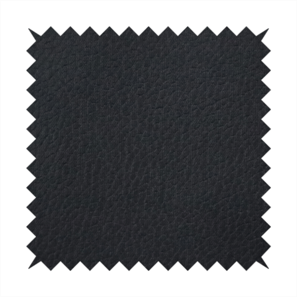 Boston Faux Leather Upholstery Fabric in a deep black colour, showcasing a fine pebbled grain texture.