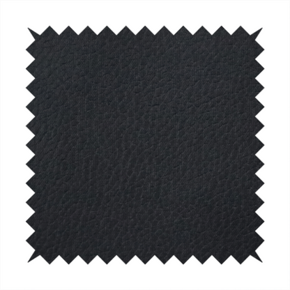 Boston Faux Leather Upholstery Fabric in a deep black colour, showcasing a fine pebbled grain texture.