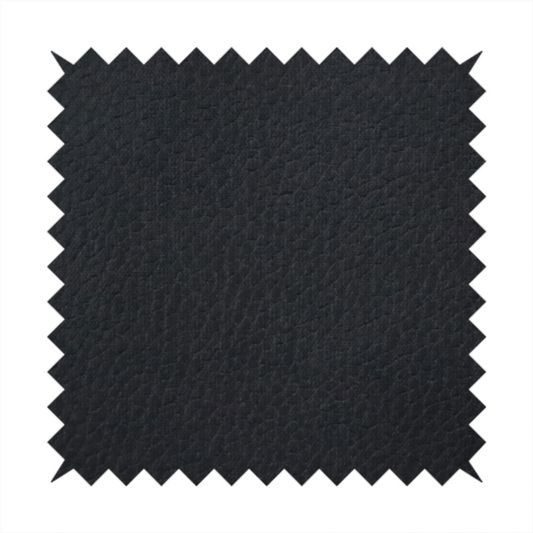 Boston Faux Leather Upholstery Fabric in a deep black colour, showcasing a fine pebbled grain texture.