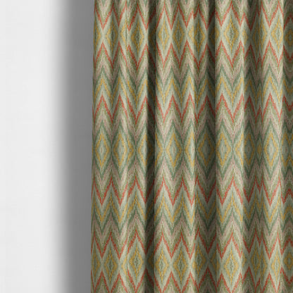 Ipoh Collection Of Chevron Striped Heavyweight Chenille Silver Multi Colour Upholstery Fabric CTR-346 - Made To Measure Curtains