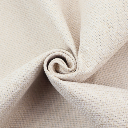 A cream or off-white fabric featuring a distinct, tightly woven grid texture. The material has a uniform, basket-weave style pattern with subtle variations in tone, creating a soft, warm, and matte finish across the entire surface.