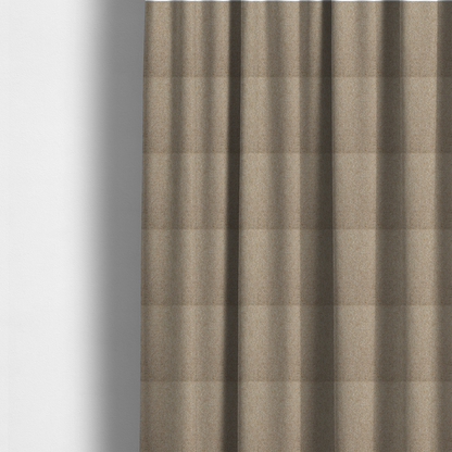 The fabric used to create these made-to-measure curtains is a beige or light taupe fabric featuring a distinct, tightly woven grid texture. The material showcases a multi-tonal, basket-weave style pattern with blending neutral threads, creating a warm, organic, and matte finish across the entire surface.