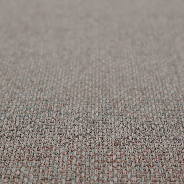 A taupe or light greyish-brown fabric featuring a distinct, tightly woven grid texture. The material showcases a multi-tonal, basket-weave style pattern with blending neutral threads, creating a soft, heathered, and matte finish across the entire surface.