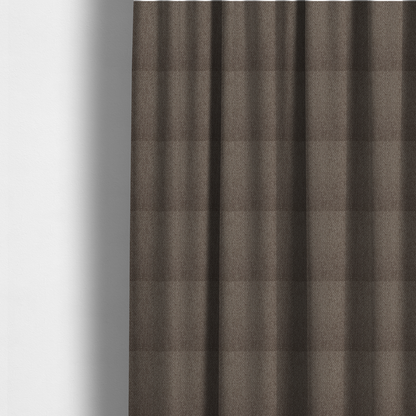 The fabric used to create these made-to-measure curtains is a medium brown or mocha fabric featuring a distinct, tightly woven grid texture. The material showcases a multi-tonal, basket-weave style pattern with interlaced neutral and earthy threads, creating a rich, textured, and matte finish across the entire surface.