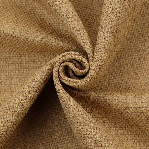 A golden brown or mustard fabric featuring a distinct, tightly woven grid texture. The material showcases a multi-tonal, basket-weave style pattern with blended ochre and tan threads, creating a warm, vibrant, and matte finish across the entire surface.