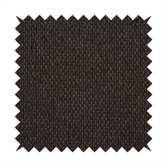 A dark chocolate or espresso brown fabric featuring a distinct, tightly woven grid texture. The material showcases a deep, multi-tonal, basket-weave style pattern with interlaced charcoal and dark brown threads, creating a rich, moody, and matte finish across the entire surface.