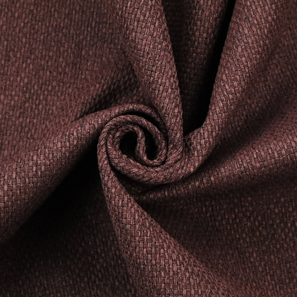 A deep maroon or burgundy fabric featuring a distinct, tightly woven grid texture. The material showcases a rich, multi-tonal, basket-weave style pattern with interlaced plum and dark earthy threads, creating a warm, elegant, and matte finish across the entire surface.