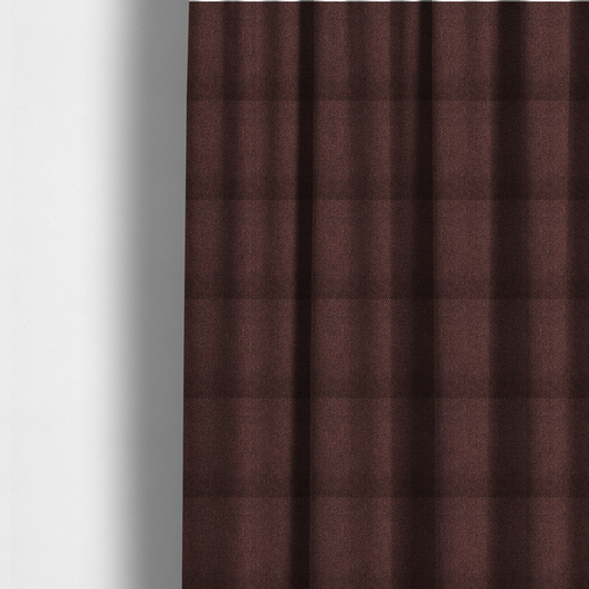 The fabric used to create these made-to-measure curtains is a deep maroon or burgundy fabric featuring a distinct, tightly woven grid texture. The material showcases a rich, multi-tonal, basket-weave style pattern with interlaced plum and dark earthy threads, creating a warm, elegant, and matte finish across the entire surface.