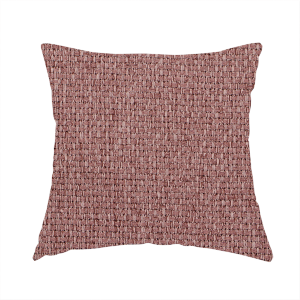 The fabric used to create this handmade cushion is a dusty rose or mauve fabric featuring a distinct, tightly woven grid texture. The material showcases a multi-tonal, basket-weave style pattern with blended pinkish-brown and muted rose threads, creating a soft, sophisticated, and matte finish across the entire surface.