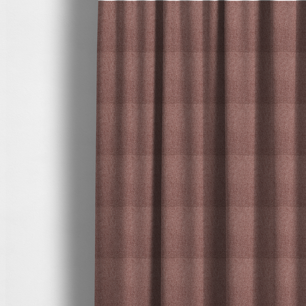 The fabric used to create these made-to-measure curtains is a dusty rose or mauve fabric featuring a distinct, tightly woven grid texture. The material showcases a multi-tonal, basket-weave style pattern with blended pinkish-brown and muted rose threads, creating a soft, sophisticated, and matte finish across the entire surface.