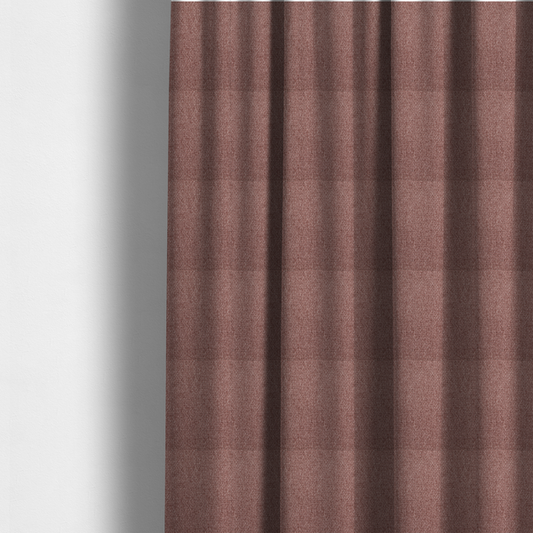 The fabric used to create these made-to-measure curtains is a dusty rose or mauve fabric featuring a distinct, tightly woven grid texture. The material showcases a multi-tonal, basket-weave style pattern with blended pinkish-brown and muted rose threads, creating a soft, sophisticated, and matte finish across the entire surface.