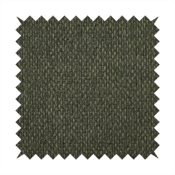 A deep olive or moss green fabric featuring a distinct, tightly woven grid texture. The material showcases a rich, multi-tonal, basket-weave style pattern with interlaced forest green and muted earthy threads, creating a natural, sophisticated, and matte finish across the entire surface.