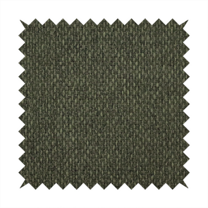 A deep olive or moss green fabric featuring a distinct, tightly woven grid texture. The material showcases a rich, multi-tonal, basket-weave style pattern with interlaced forest green and muted earthy threads, creating a natural, sophisticated, and matte finish across the entire surface.