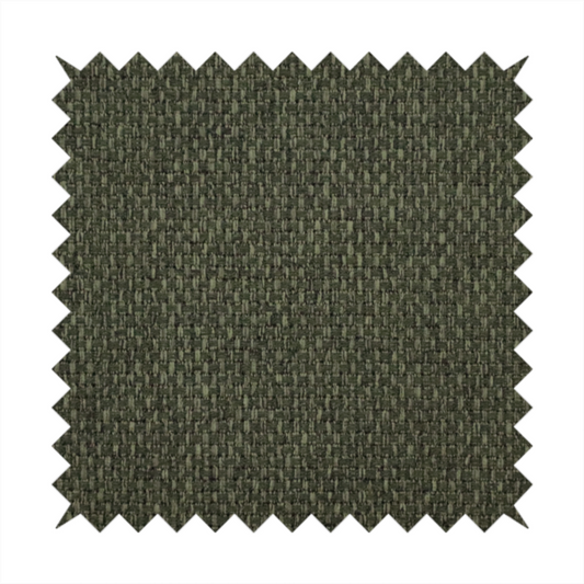 A deep olive or moss green fabric featuring a distinct, tightly woven grid texture. The material showcases a rich, multi-tonal, basket-weave style pattern with interlaced forest green and muted earthy threads, creating a natural, sophisticated, and matte finish across the entire surface.