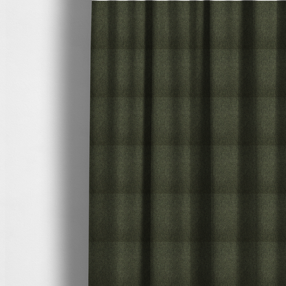 The fabric used to create these made-to-measure curtains is a deep olive or moss green fabric featuring a distinct, tightly woven grid texture. The material showcases a rich, multi-tonal, basket-weave style pattern with interlaced forest green and muted earthy threads, creating a natural, sophisticated, and matte finish across the entire surface.