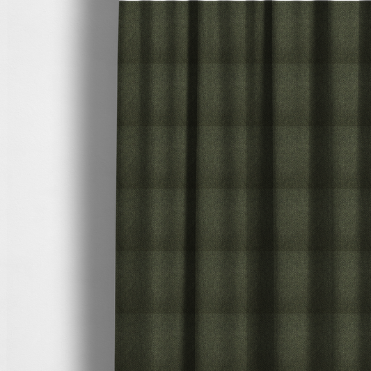 The fabric used to create these made-to-measure curtains is a deep olive or moss green fabric featuring a distinct, tightly woven grid texture. The material showcases a rich, multi-tonal, basket-weave style pattern with interlaced forest green and muted earthy threads, creating a natural, sophisticated, and matte finish across the entire surface.